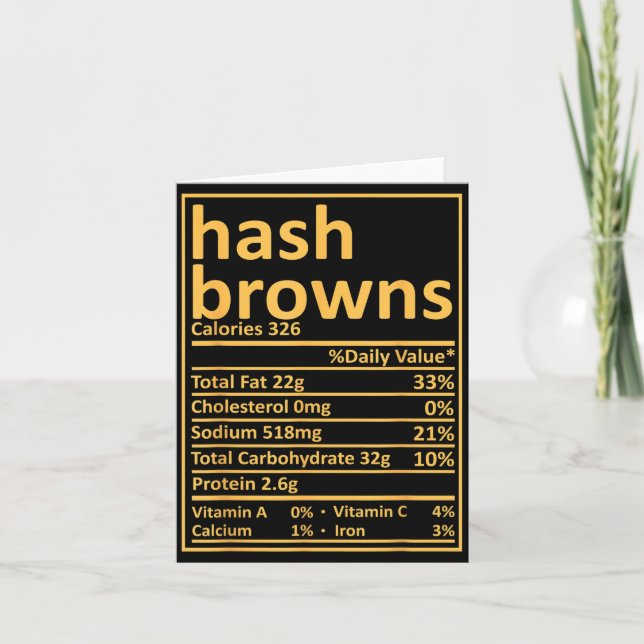 Tarjeta Hash Browns Nutrition Thanksgiving Food Facts Xmas (Anverso)