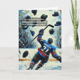 Tarjeta ¡Hat Trick de Felicidad en Hockey sobre Hielo!