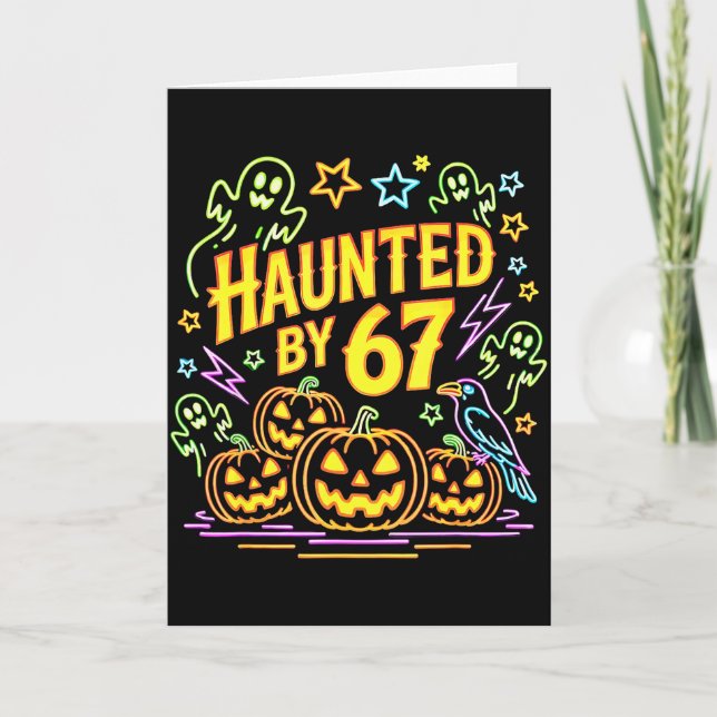 Tarjeta Haunted By 67 Funny Ghost And Pumpkin Halloween  (Anverso)