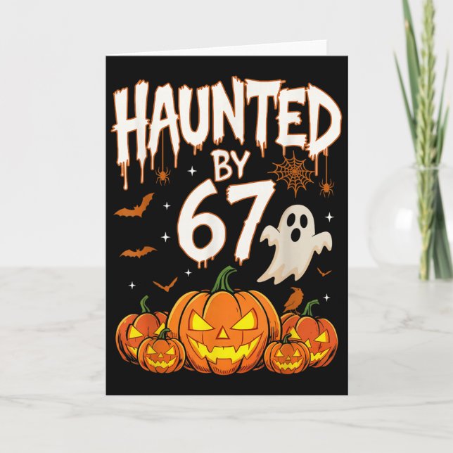 Tarjeta Haunted By 67 Funny Pumpkin And Ghost Halloween Co (Anverso)