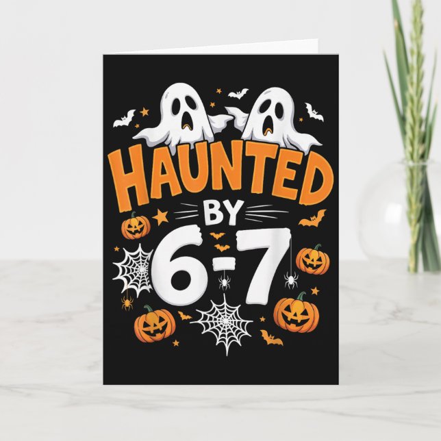 Tarjeta Haunted By 67 Funny Pumpkin And Ghost Halloween Co (Anverso)
