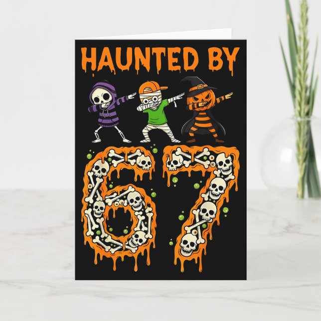 Tarjeta Haunted By 6-7 Halloween Skeleton Dabbing Meme Men (Anverso)