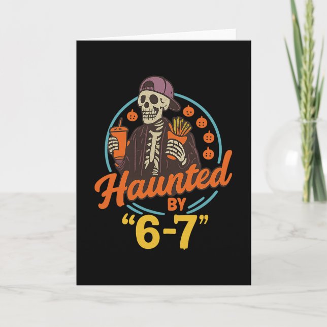 Tarjeta Haunted Halloween Skeleton Haunted Six Seven Numbe (Anverso)