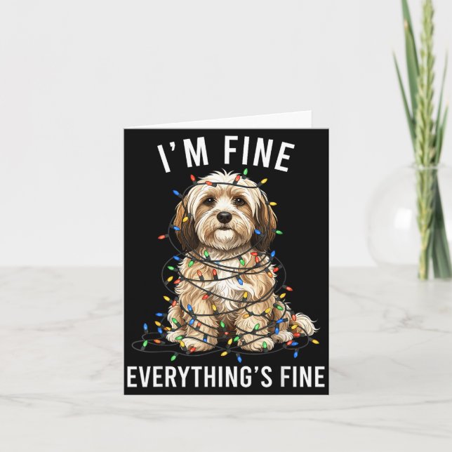 Tarjeta Havanese Christmas I'm Fine Everything Is Fine  (Anverso)