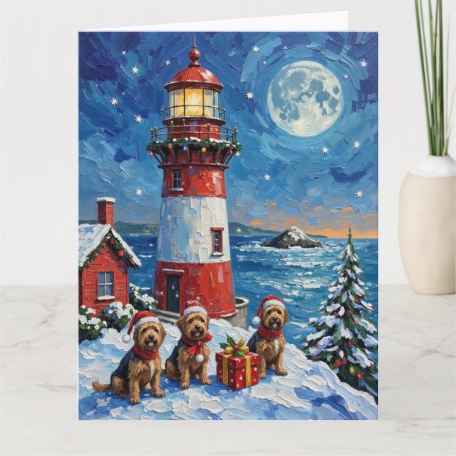 Tarjeta Havanese Christmas Lighthouse Holiday (Anverso)