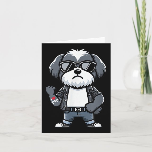 Tarjeta Havanese I love Dad Funny Dog Tattoo (Anverso)