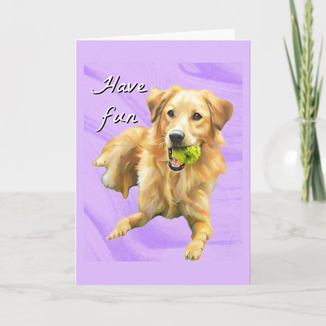 Tarjeta Have Fun Golden Retriever Folded Greeting Card (Anverso)