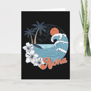 Tarjeta Hawái Vintage Estado Aloha Playa Hawaiana Surfing