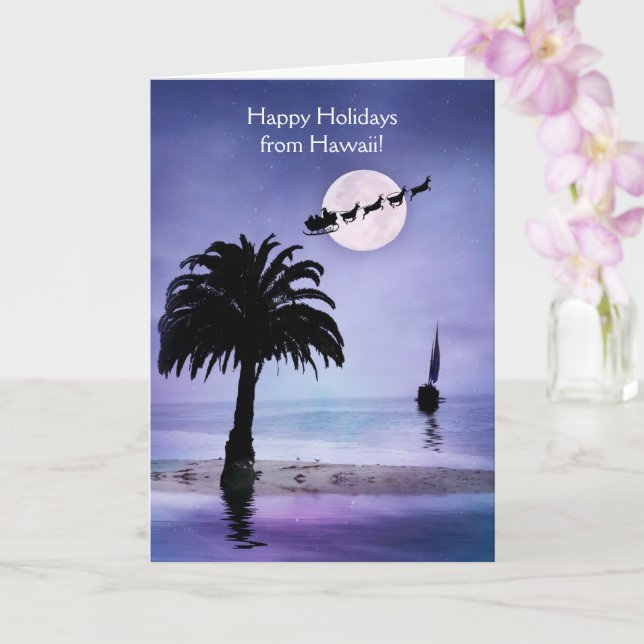Tarjeta Hawaii Happy Holidays Coastbeach Sailboat Card (Orquídea)
