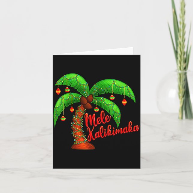 Tarjeta Hawaiian Christmas Mele Kalikimaka Coconut Tree  (Anverso)