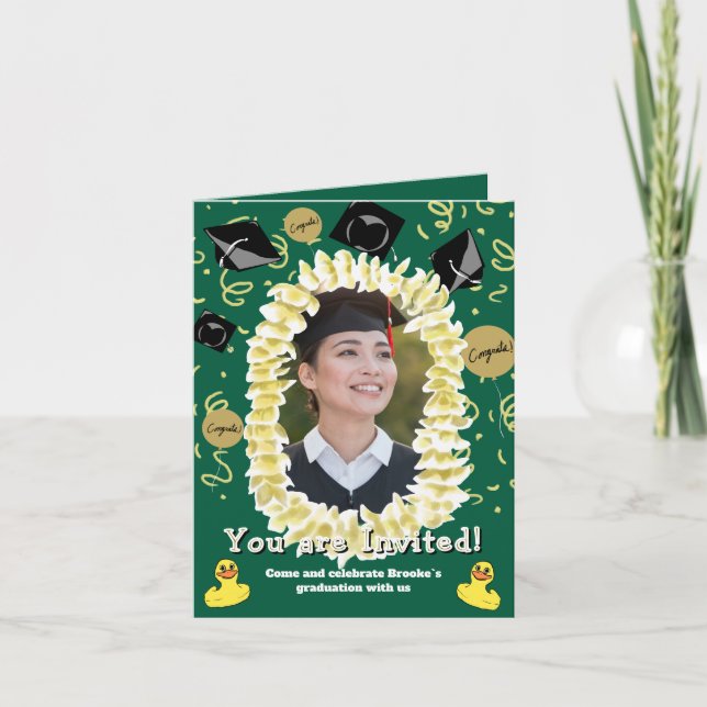 Tarjeta Hawaiian Graduation Party Lei Photo Invitation (Anverso)