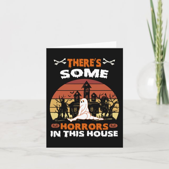 Tarjeta Hay algunos horrores en esta casa divertido retro  (Anverso)
