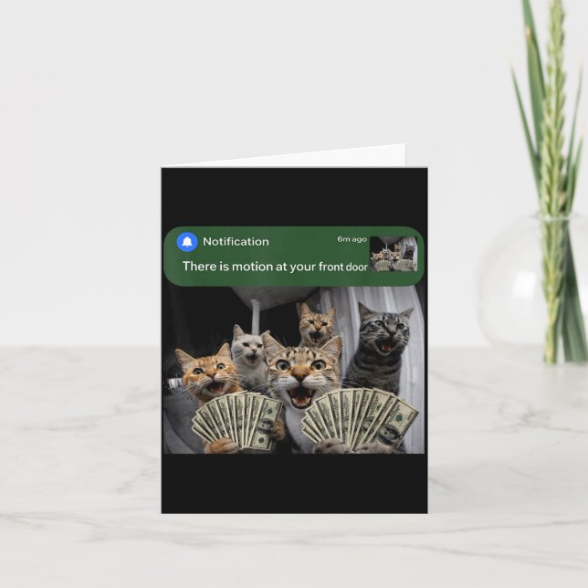 Tarjeta Hay movimiento en la puerta principal gato diverti (Anverso)