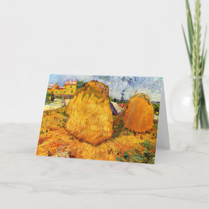 Tarjeta Haystacks en Provenza por Vincent van Gogh