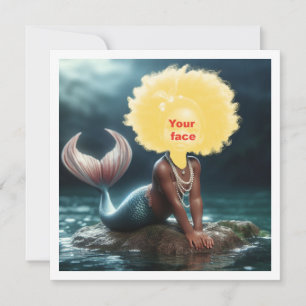 Tarjeta Haz a mi hijo una princesa sirena, sirena negra