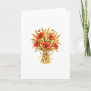 Tarjeta Haz de trigo con amapolas rojas