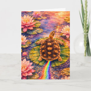Tarjeta Haz un arcoíris y sigue tu caparazón de tortuga fe