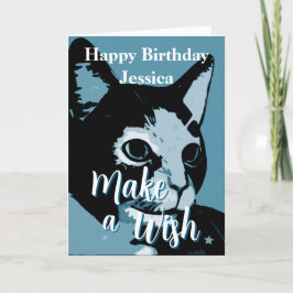 Tarjeta Haz Un Cumpleaños De Gato Artístico Lindo