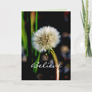 Tarjeta Haz un deseo, crea, Dandelion, en blanco adentro