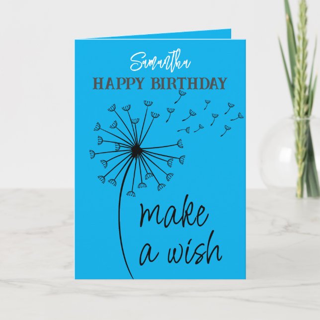 Tarjeta Haz un reloj Wish Dandelion.Tarjeta de cumpleaños  (Anverso)