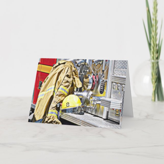 Tarjeta HDR Gear de bomberos y camiones de bomberos (Anverso)