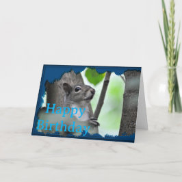 Tarjeta He aquí mirándote - una ardilla en azul_0213 