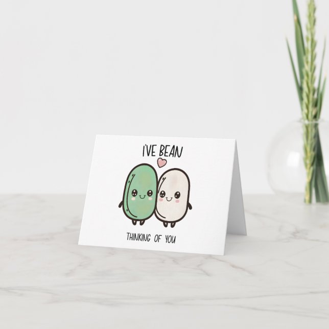 Tarjeta "He dudado en pensar en ti" Kawaii Beans (Anverso)