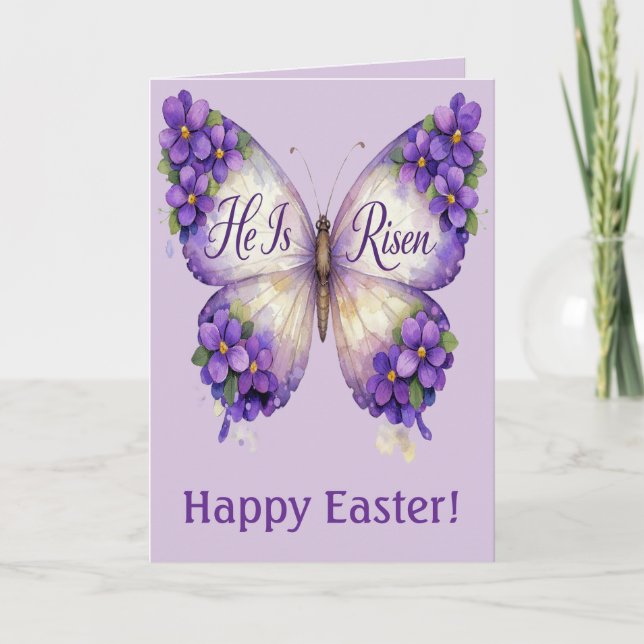 Tarjeta He Is Risen Butterfly Easter Card (Anverso)
