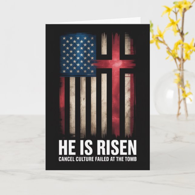 Tarjeta He Is Risen Cancel Culture Failed At The Tomb East (flor amarilla)