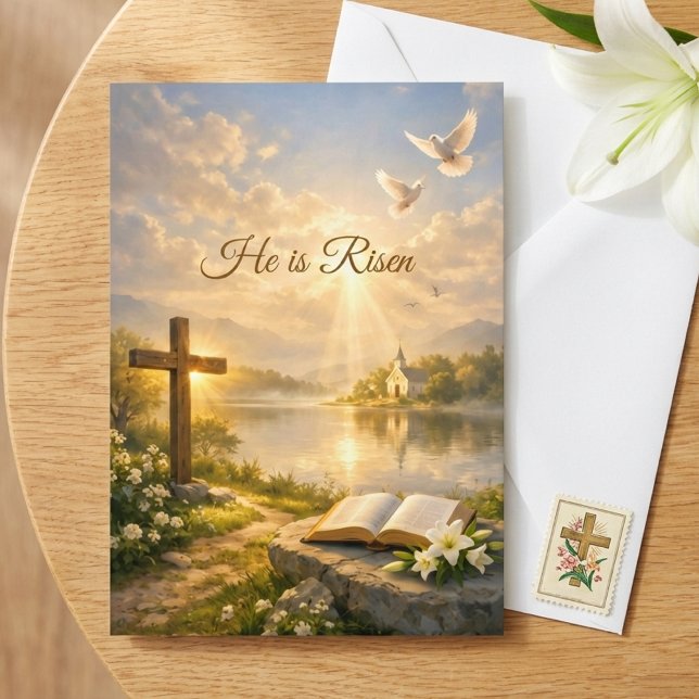 Tarjeta He Is Risen Christian Easter Resurrection Greeting (Subido por el creador)