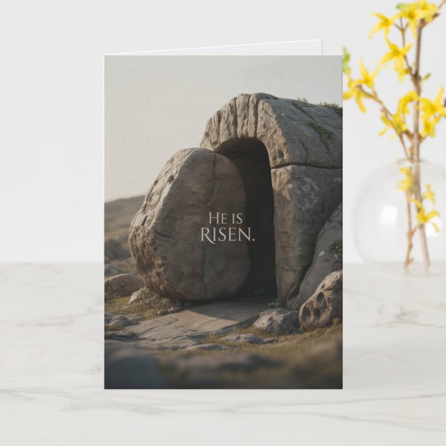 Tarjeta He Is Risen Happy Easter Bulk Church Greeting Card (flor amarilla)