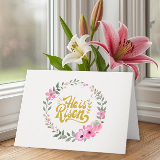 Tarjeta He Is Risen Personalized Christian Elegant Floral
