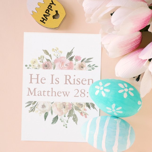 Tarjeta He is Risen Pink Beautiful Floral Religious Easter (Subido por el creador)