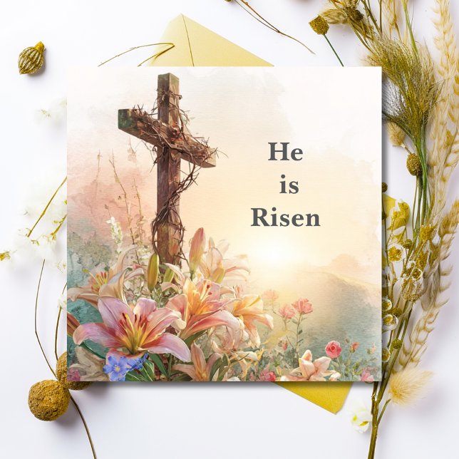 Tarjeta He Is Risen Watercolor Easter Card (Subido por el creador)