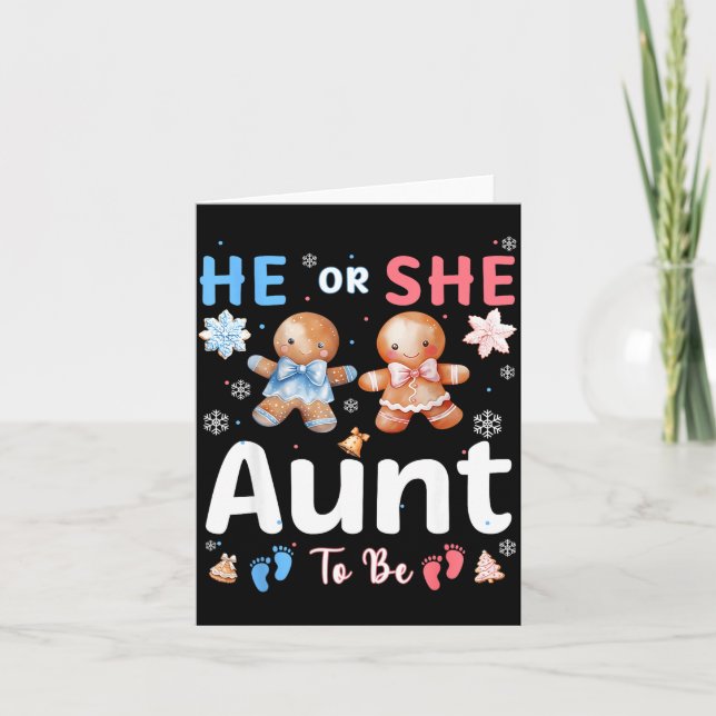 Tarjeta He Or She Aunt To Be Christmas Gingerbread Gender  (Anverso)
