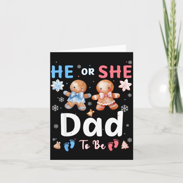 Tarjeta He Or She Dad To Be Christmas Gingerbread Gender R (Anverso)