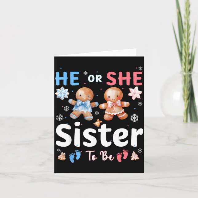 Tarjeta He Or She Sister To Be Christmas Gingerbread Gende (Anverso)