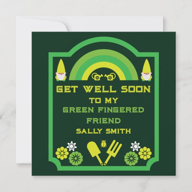 Tarjeta Head Garden Gnome Gardener (Anverso)