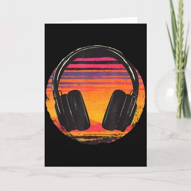 Tarjeta Headphones Music Dj Sunset Relaxed Music Headphone (Anverso)