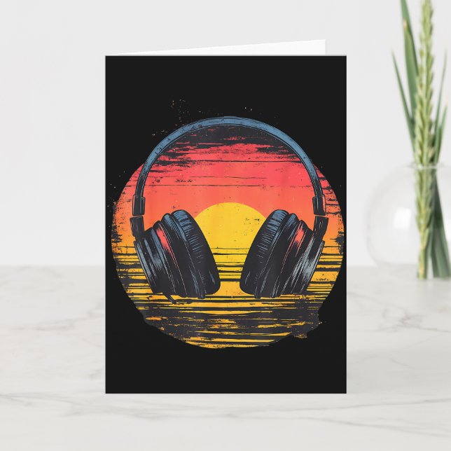 Tarjeta Headphones Sunset Relaxed Music Headphones Music D (Anverso)