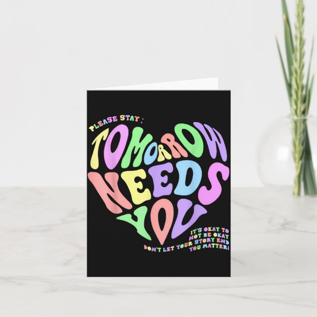 Tarjeta Health S Tomorrow Needs You Suicide Prevention Out (Anverso)