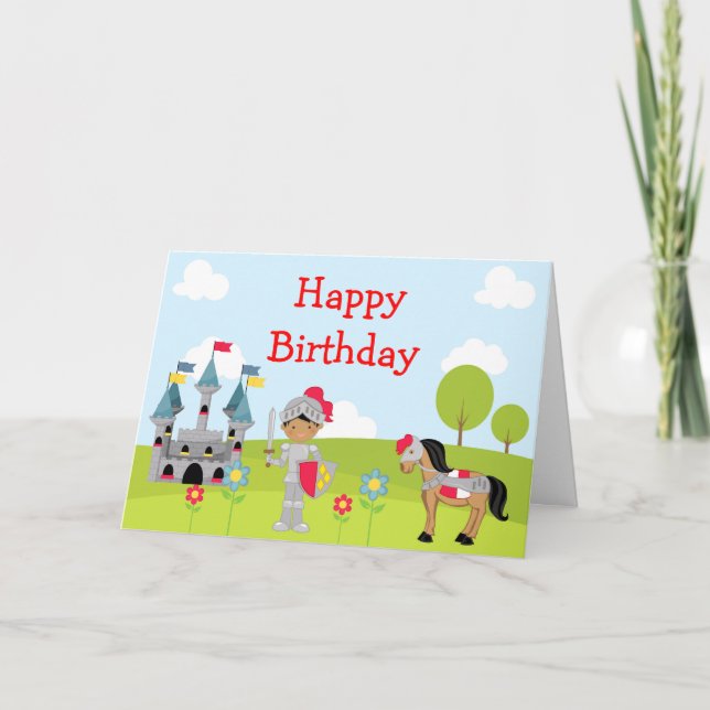 Tarjeta Hear Ye African American Knight Birday (Anverso)