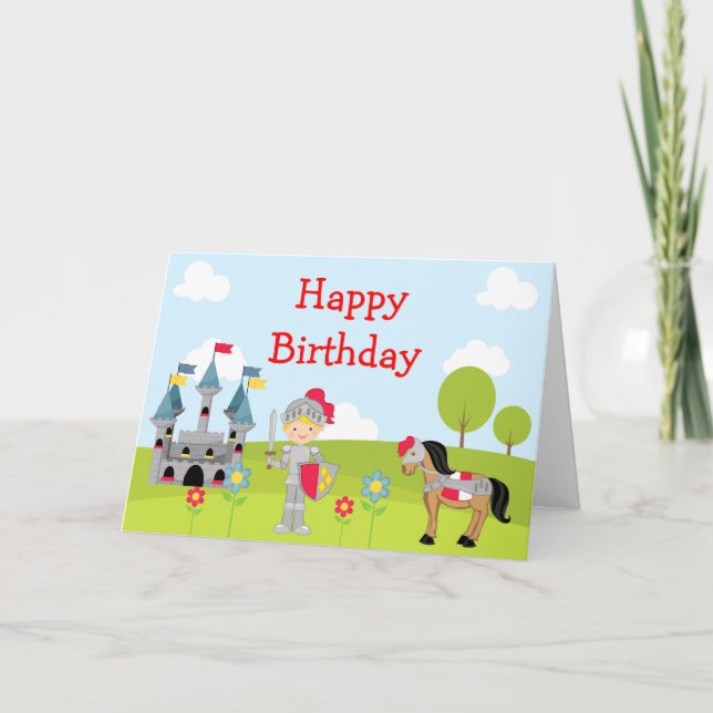 Tarjeta Hear Ye Blonde Cute Knight Cumpleaños (Anverso)