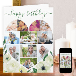 Tarjeta Heart 11 Collage de fotos White Rose feliz cumplea