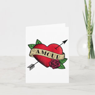 Tarjeta Heart Amour Tattoo Raglan Béisbol Tee_1