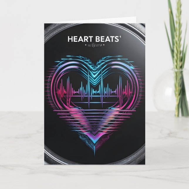 Tarjeta Heart Beats Greeting Card – Modern Romantic Design (Anverso)