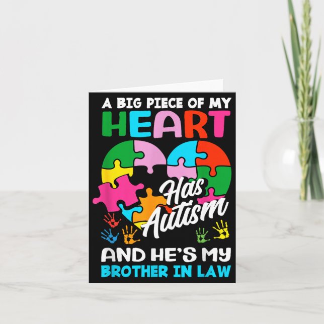 Tarjeta Heart Brother-in-law Autism Awareness Puzzle Ece R (Anverso)