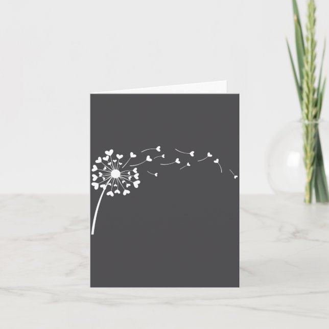 Tarjeta Heart Dandelion Flower Love Cute Valentines Day Wo (Anverso)