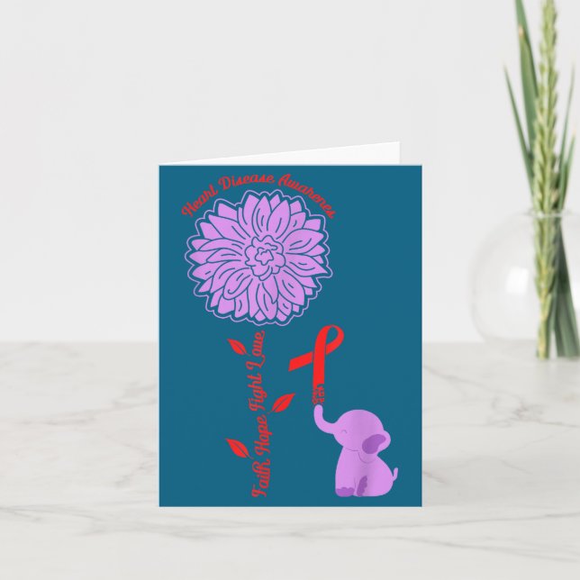 Tarjeta Heart Disease Awareness Faith Hope Fight Love Card (Anverso)