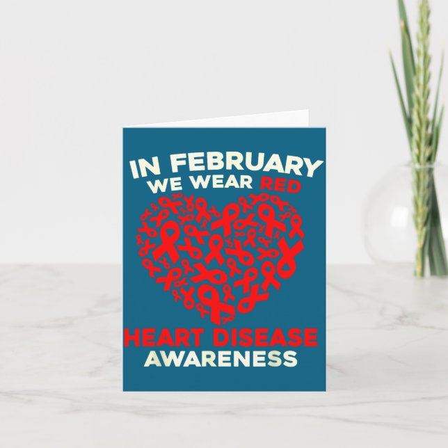 Tarjeta Heart Disease Awareness Go Red In February Health  (Anverso)